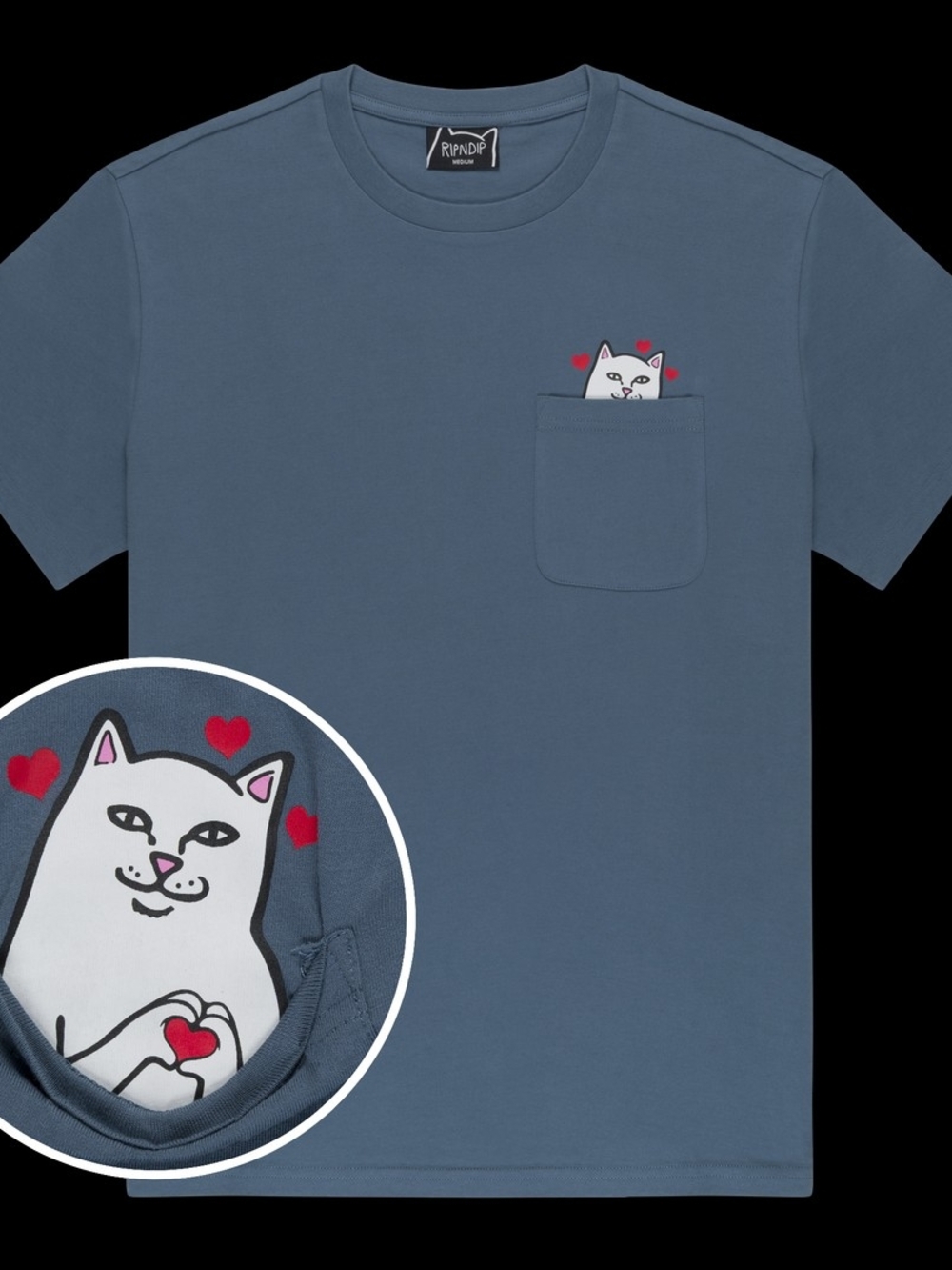 RIPNDIP Blue Cat Pocket T-Shirt